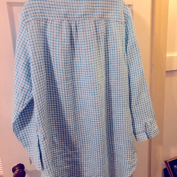 Company Store turquoise and white check tunic L - Picture 3 of 5